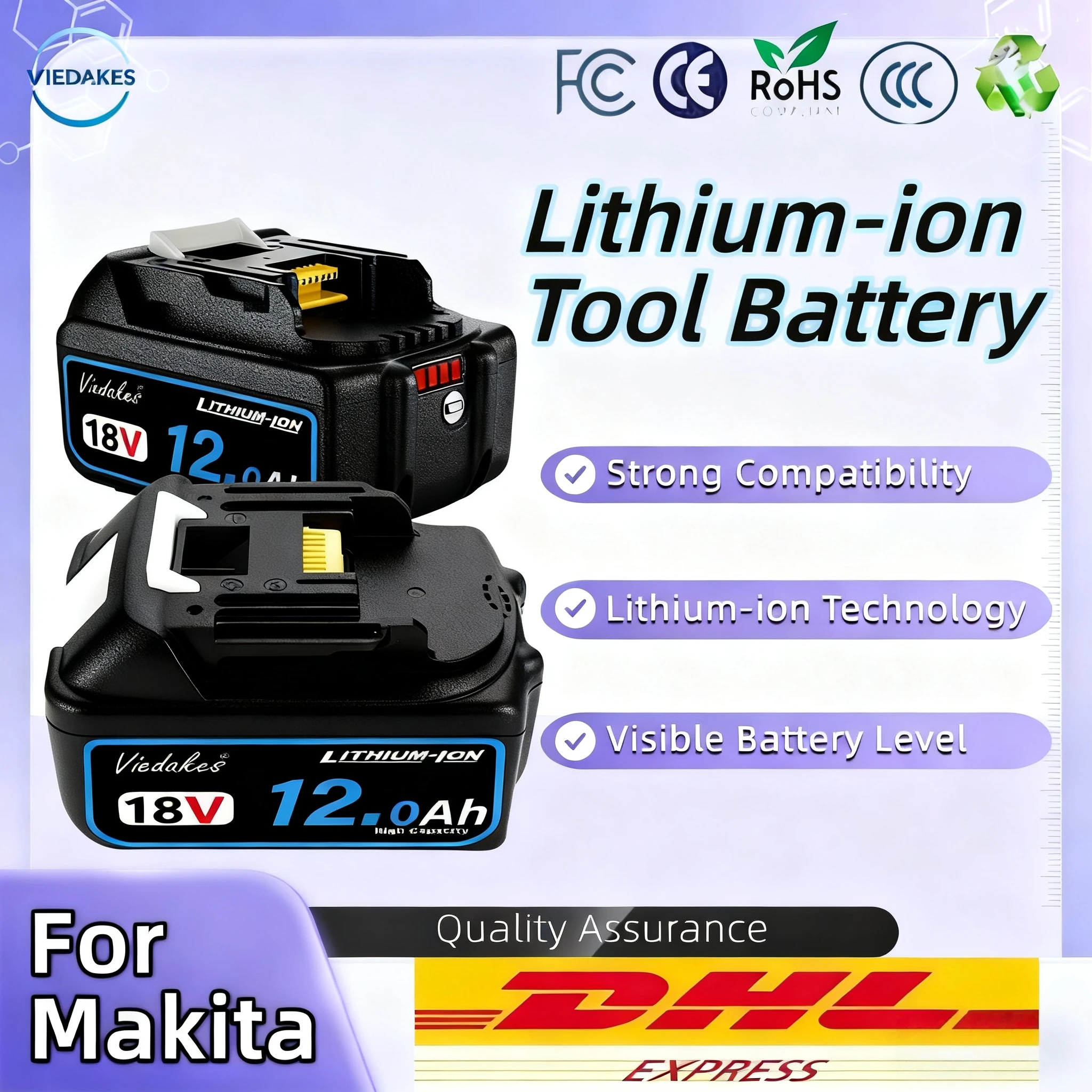 

Original FOr Makita 18v Battery Bl1850b BL1850 Bl1860 Bl1860 Bl1830 Bl1815 Bl1840 LXT400 6.0Ah power tool Battery