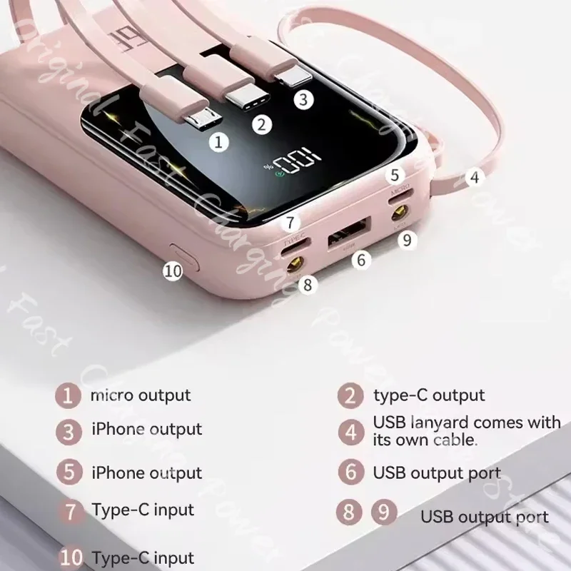 Xiaomi power bank 66w carregamento super rápido bateria externa 30000mah mini power bank para iphone samsung carregador com luz de cabo