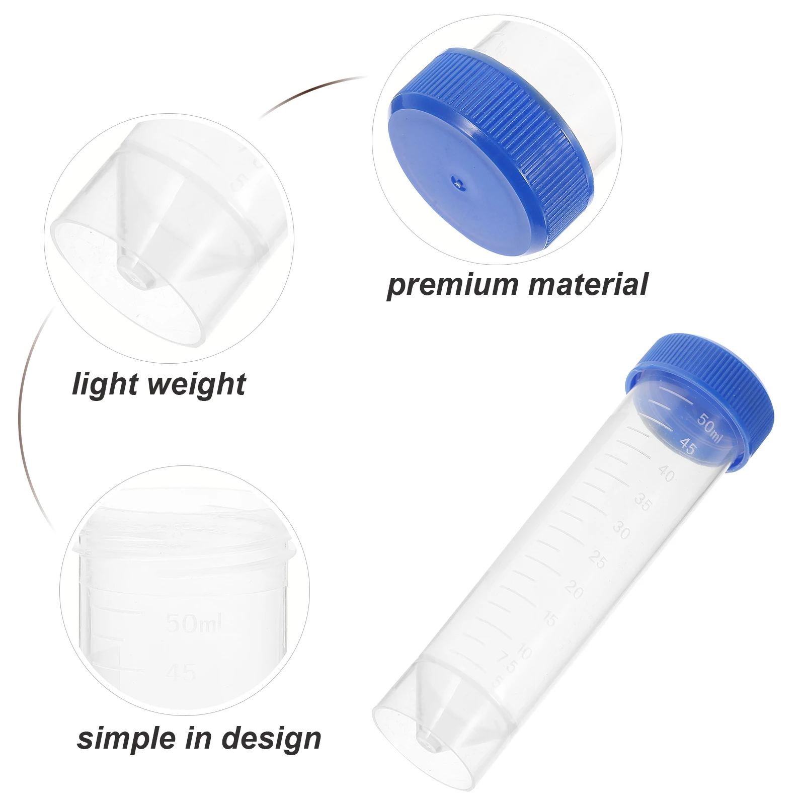 

50 Pcs Simple 50ml Screw Cap Tube Lab Tubes Pp Laboratory Flat Bottom Test