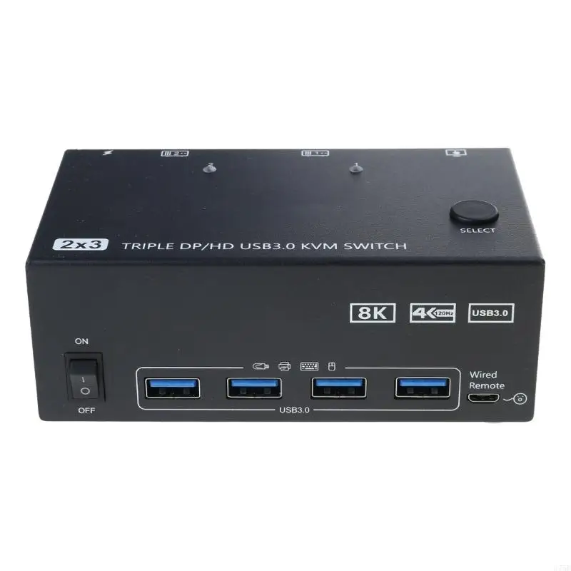 U75B Triples Monitors KVM Switcher 2Displayport HDTV USB3.0 for Double PC 3Screens