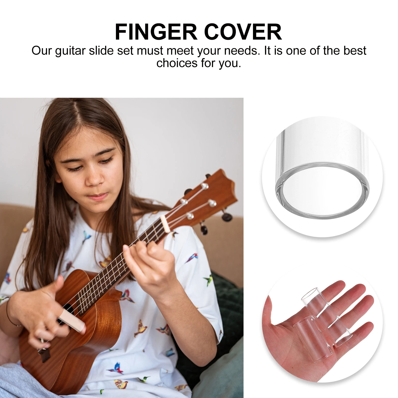 

Guitar Slide Finger Cots Acoustic Slider for Ring Sleeves Parts and Accessories Small Glass Slides Major