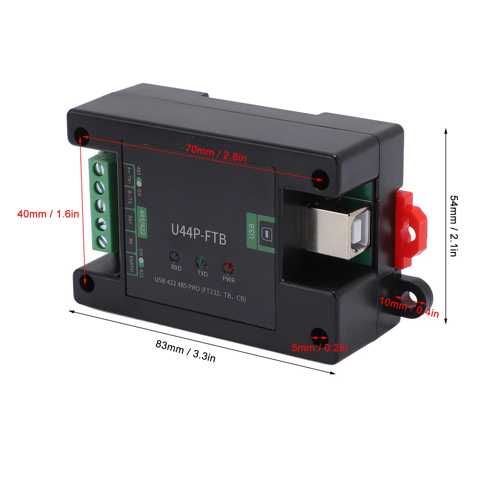 USB 422 485 PRO Module with Rail Serial Port Converter Module with DB9 Male Connector USB B Interface