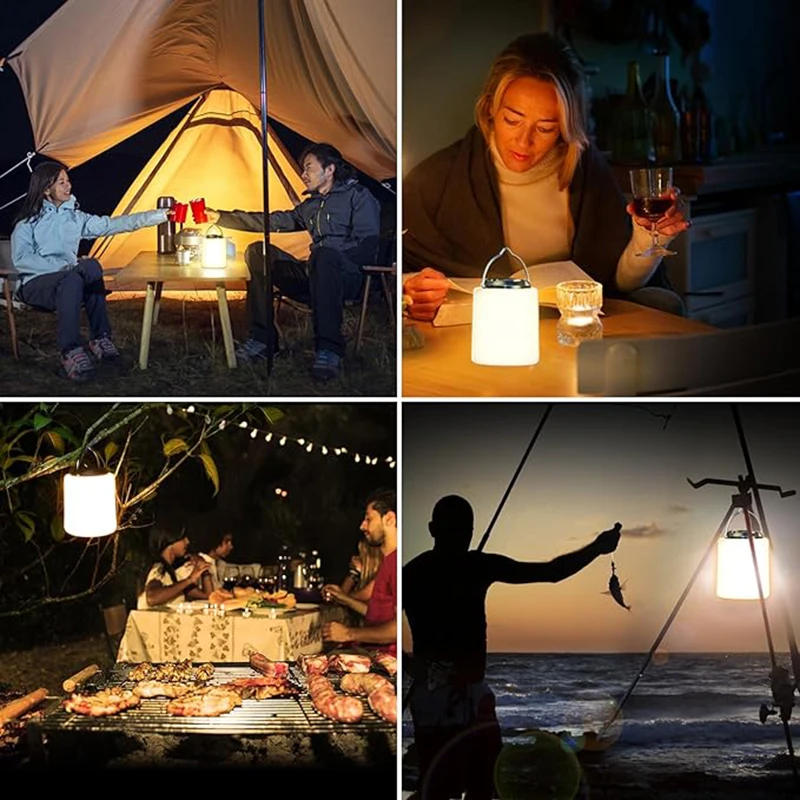 1PC Built-in Battery USB Rechargeable LED Camping Lights Outdoor Camping BBQ Tents Hanging Lantern Emergency Power Bank LT061