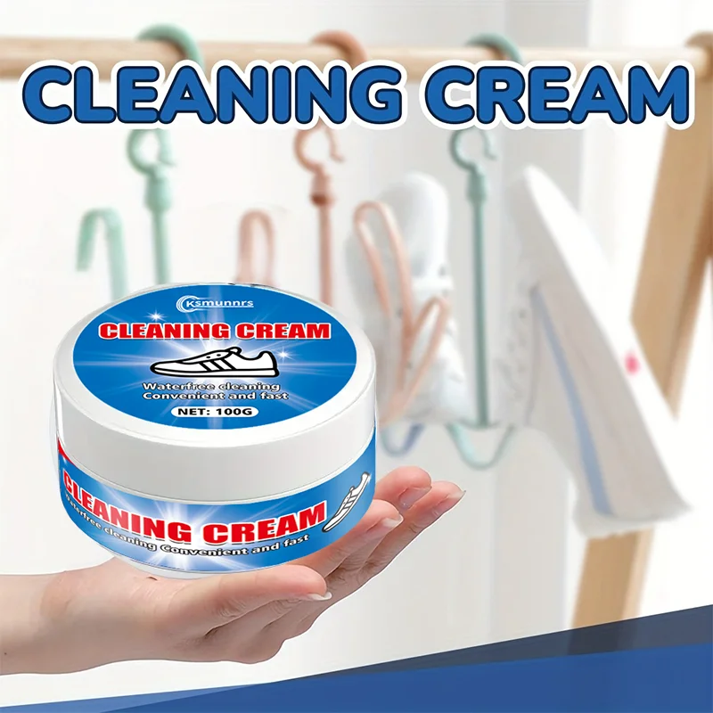 Shoe Whitening and Cleaning Cream - Waterless, gentle formula that won't damage shoe surfaces, no rinsing required, low odor, mu