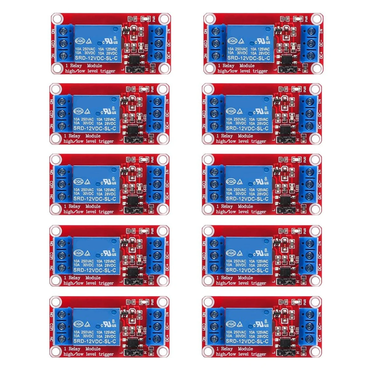 ETRT 10pcs Relay Module DC 12V Relay Board 1 Channel with Optocoupler Isolation Support High or Low Level