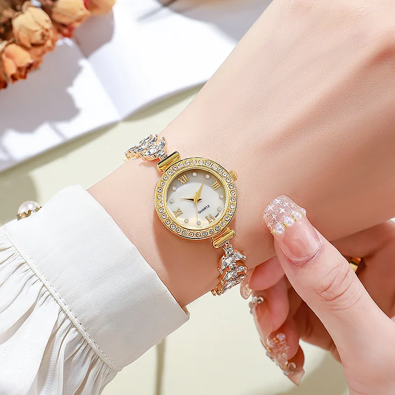 Ladies Elegant Relogio Clock Women Fashion Bracelet Watch Golden Reloje Small Dial Quartz Leisure Popular Wristwatch Hour Female