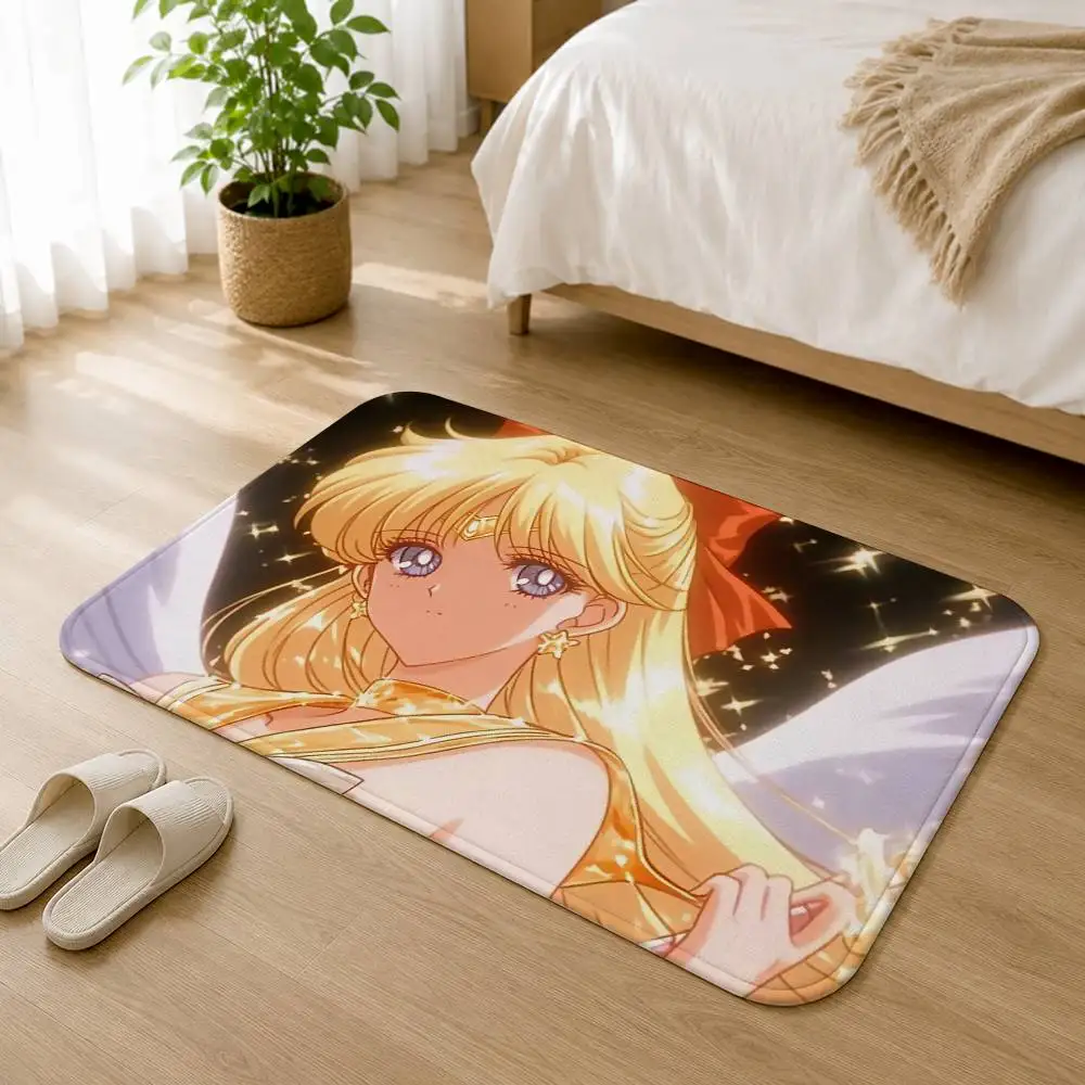 Anime S-Sailor Venus Aino Minako Soft Comfortable Short Plush Rug Carpet mat Anti‑Slip Floor Mat Machine Washable Home Decor