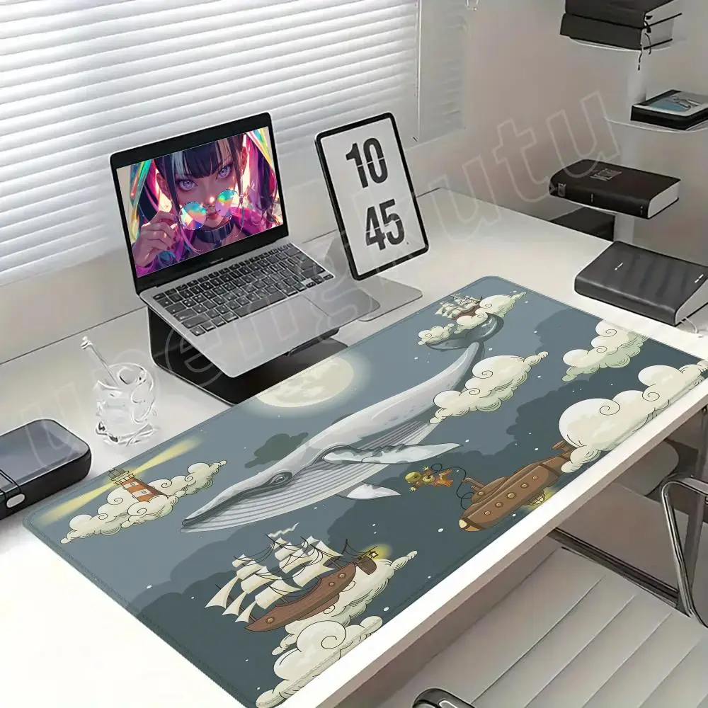 

Кит и белые облака Фэнтези Мечта Ночь Луна XXL 900x400 мм Резиновый коврик для мыши Большой коврик для мыши Коврик для клавиатуры Настольный коврик