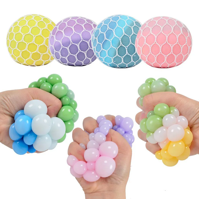 Creatieve Kleurrijke Mesh Druif Stress Ballen Squishy Speelgoed Angst Release Zintuiglijke Squeeze Fidget Speelgoed Voor Kantoor Klas Prijzen