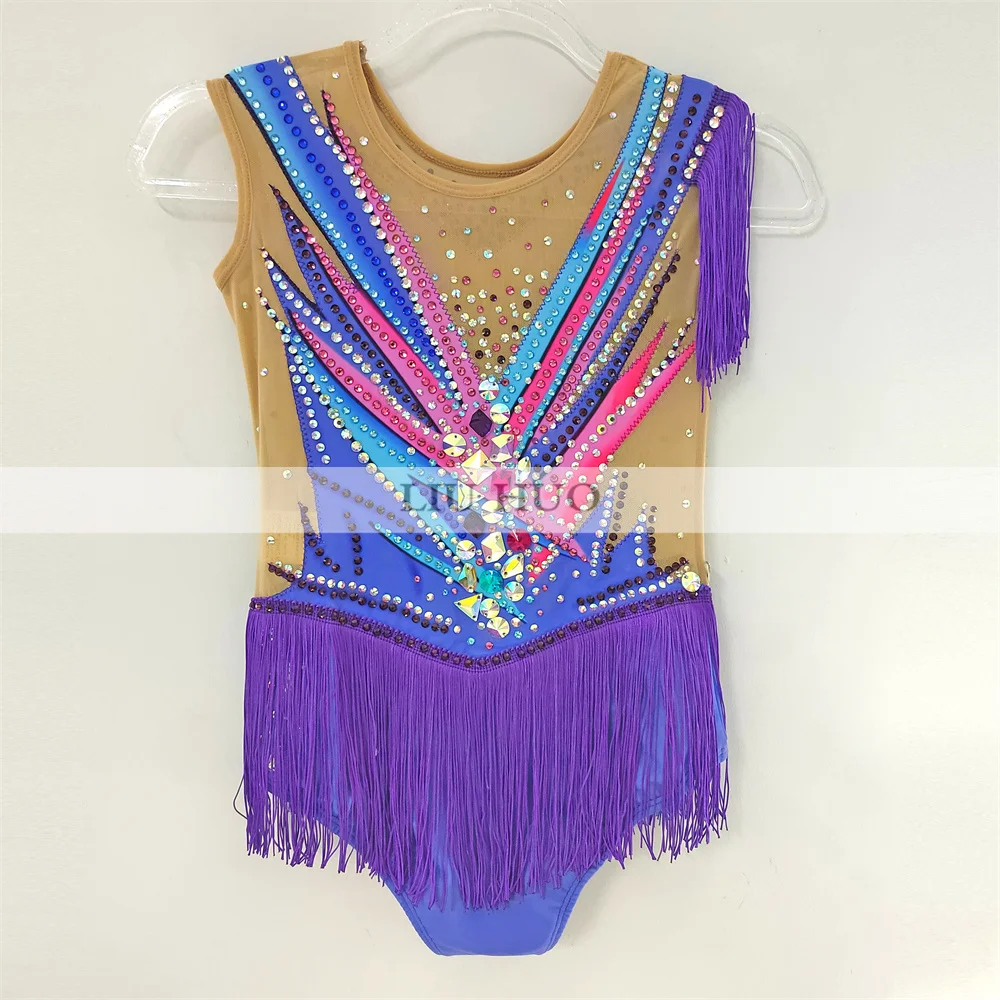 LIUHUO Rhythmische Gymnastik-Trikot, Aerobic, für Erwachsene, Damen, Mädchen, Kostüm, Leistung, Wettbewerb, Tanzkleid, ärmellos, mehrfarbig