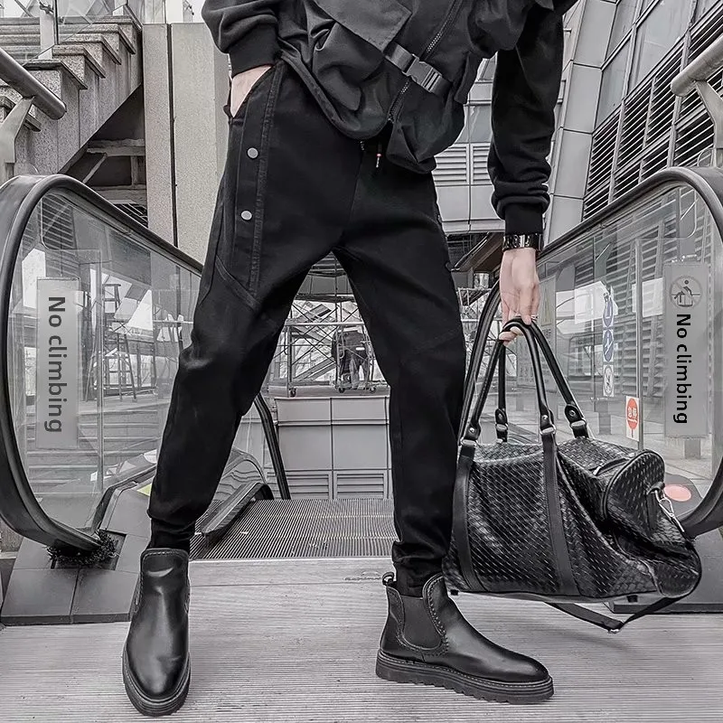 Bla سليم صالح جينز غير رسمي الرجال Faionable الكورية Sle الخريف جديد وصول تنوعا فضفاض مكبل السراويل الشباب ular