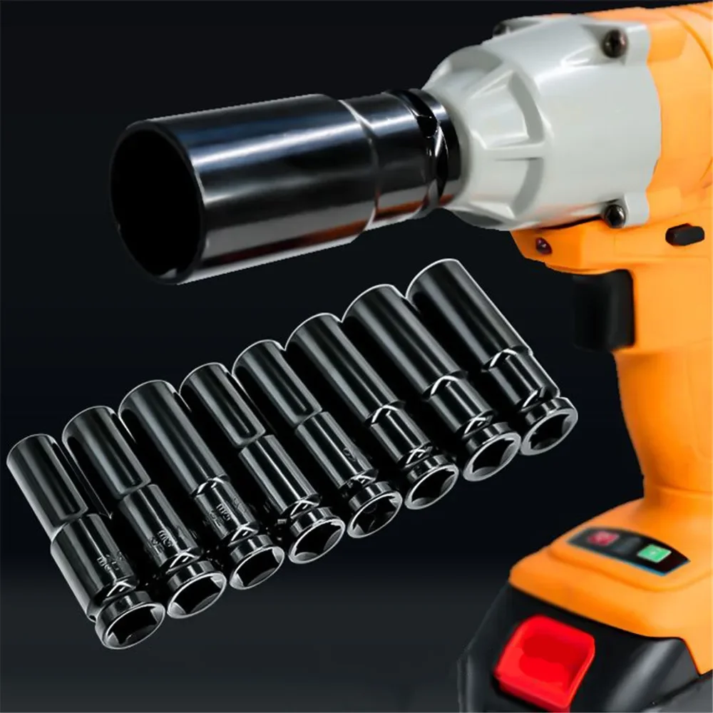 1/2 Deep Impact Wrench 8-24mm Socket Set Hexagon 78mm Length Mechanical Workshop Tool Hexs High Carbon Steel Electric Spanner