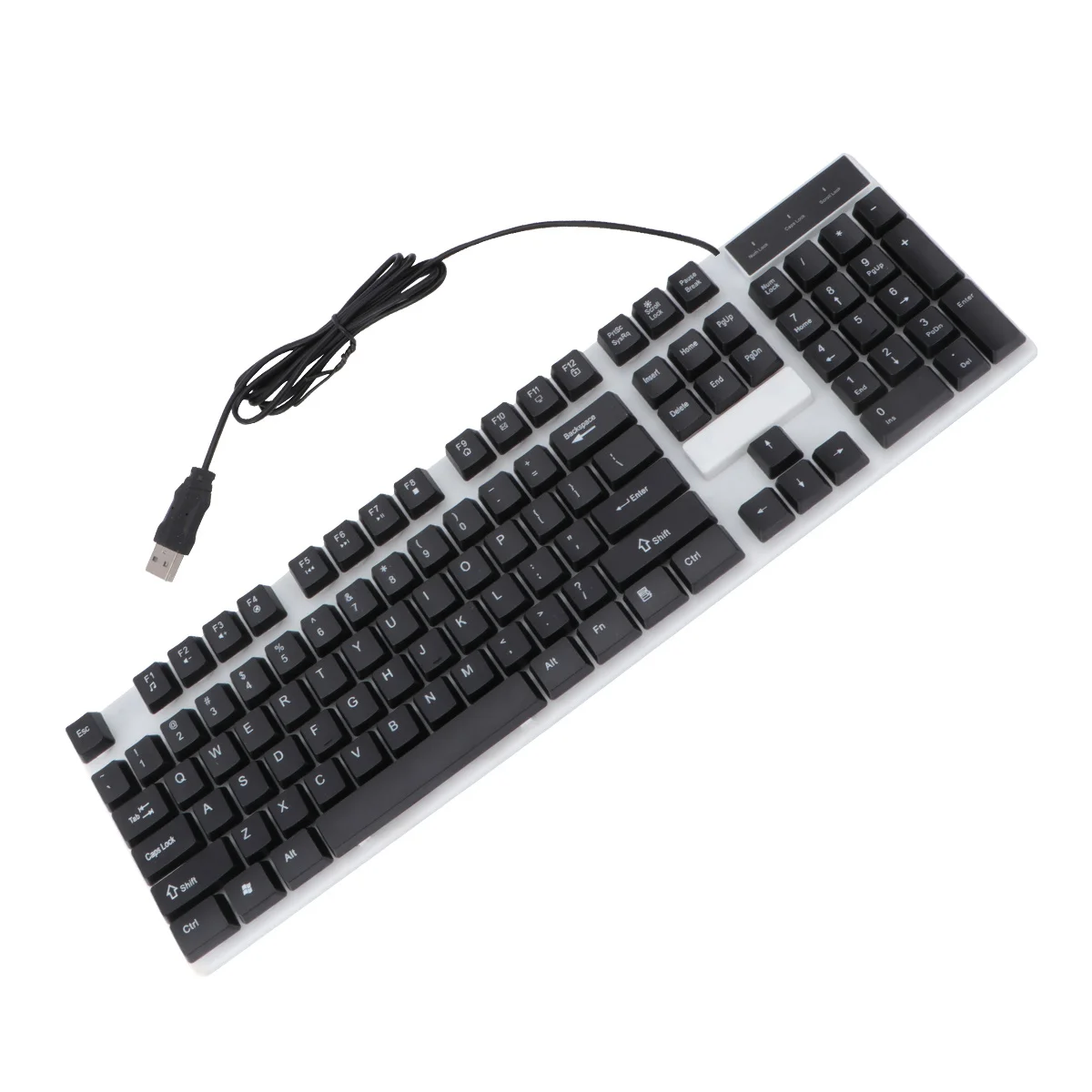 

Gaming Keyboard Wired Computer Accessory White Keys Comfortable Portable Travel Use Plastic Material Durability Keyboard Mouse