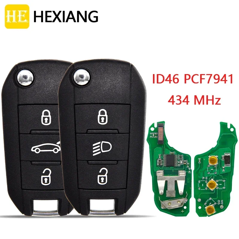 

HE Xiang Car Remote Key For Citroen C4 Cactus C Elysee 2013-2016 HELLA Peugeot 308 3008 408 4008 508 5008 ID46 PCF7941 433MHz