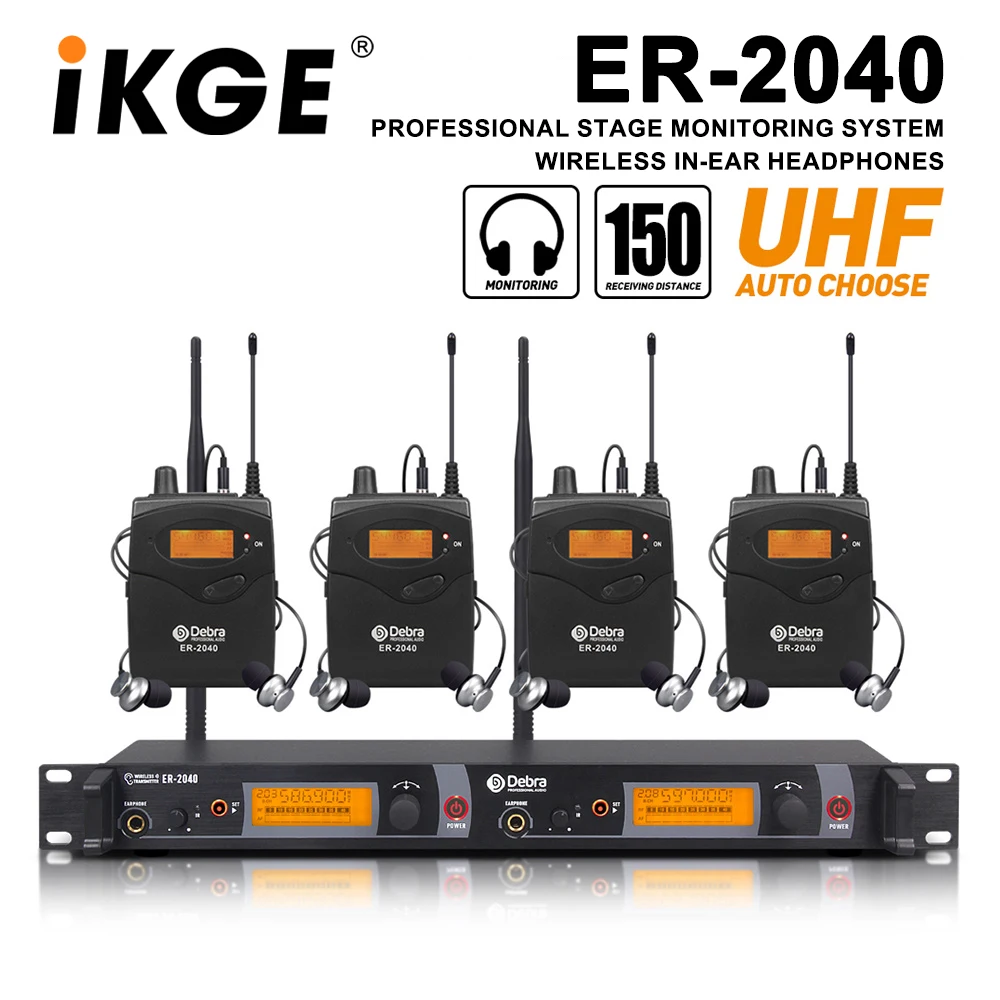 

ER-2040 UHF professional in-ear wireless monitoring system, receiving distance 180m, suitable for stage performances, church