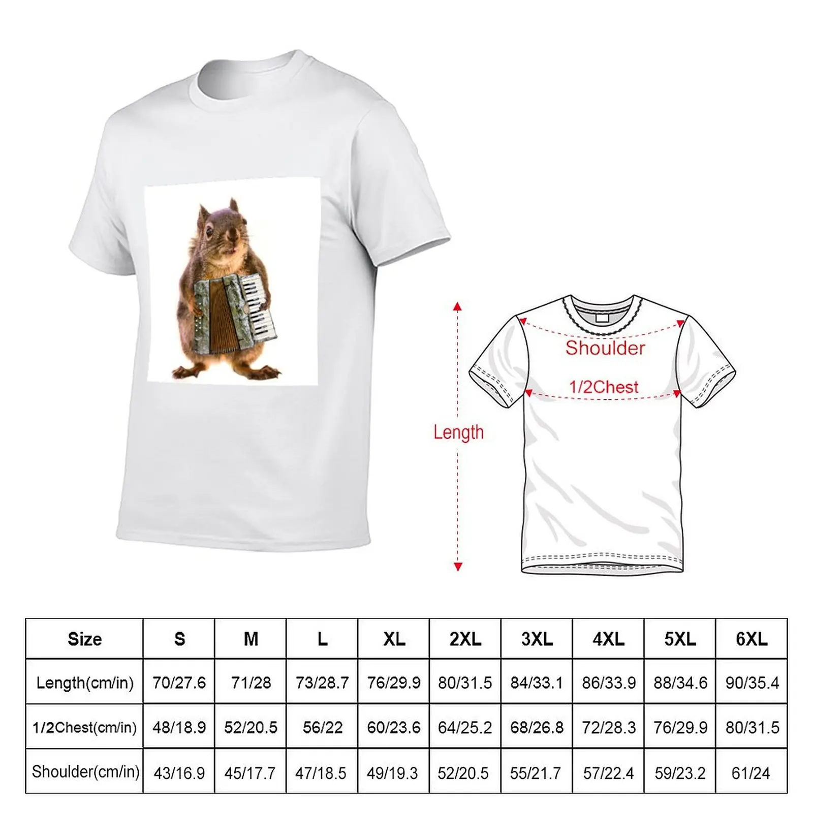 Squirrel Playing an Accordion T-Shirt Fashion Simple Casual Tee Shirt