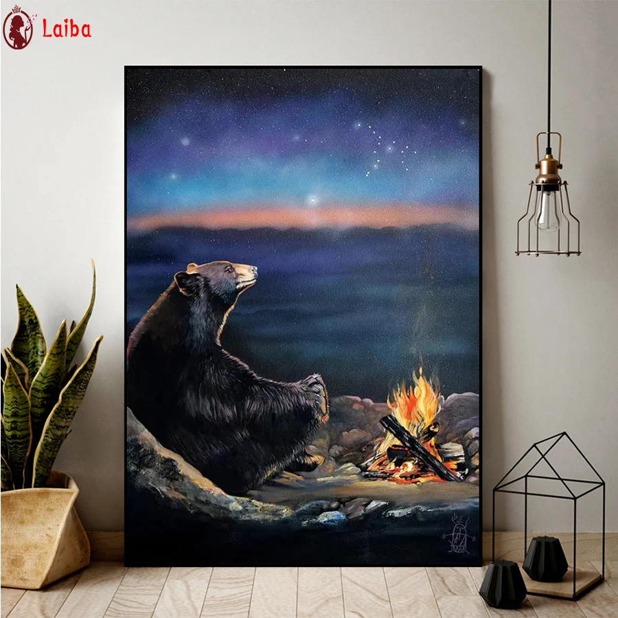 5D DIY Diamond Painting, Abstract Art, Bear Baking Cross Stitch, Full Square, Round Diamond, Emergency Mosaic Painting, Home Dec