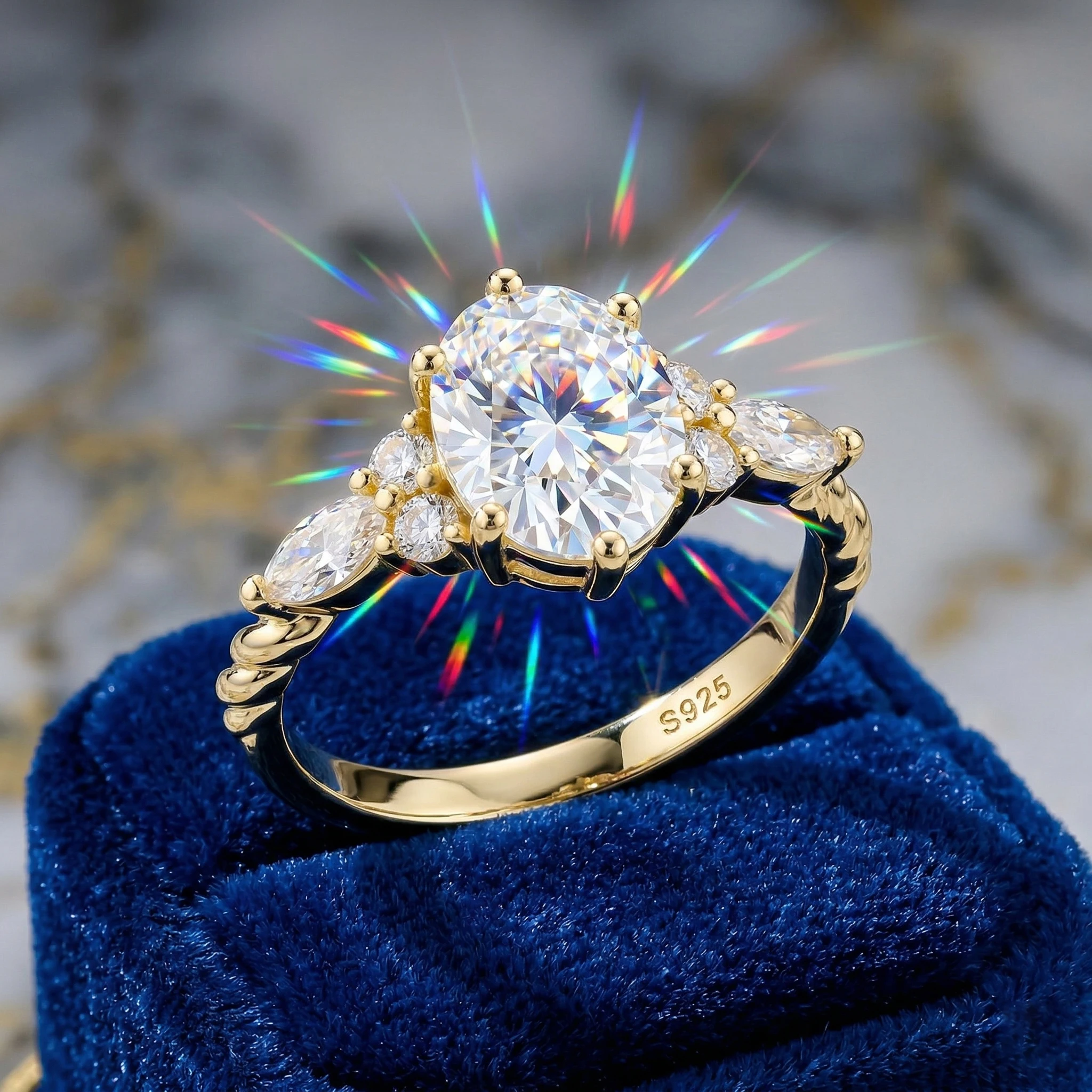 

Кольцо с овальным муассанитом, серебро 925 пробы, цвет D, чистота VVS1, обручальное украшение, свадебное, женское, проходит проверку на алмазном тестере