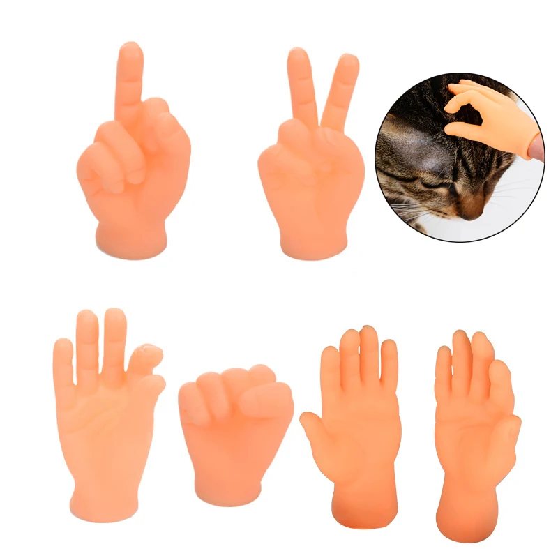 1PCS Fake Hand Teasing Cat Finger Gloves Finger Puppets Children Cat Dog Interactive Rubber Toys Funny Little Finger Toys