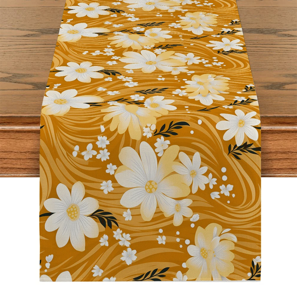 Plant Daisy Table Runner Home Wedding Centerpieces Decoration Party Table Runners Dining Long Cloth