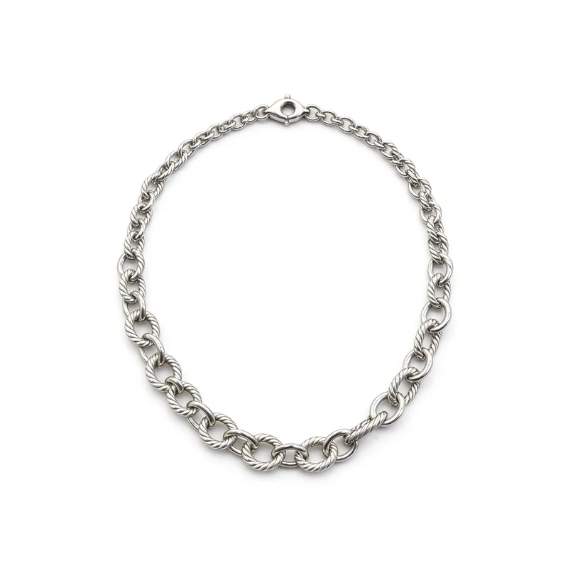 Elegant Twisted Cable Chain Necklace for Women, 44cm Dainty Choker in Silver Tone Alloy Gold Tone Alloy and Two Tone Finish, Hypoallergenic Delicate Everyday Necklaces for Her, Minimalist Stackable Chain for Birthday Anniversary Wedding Party Daily Wear