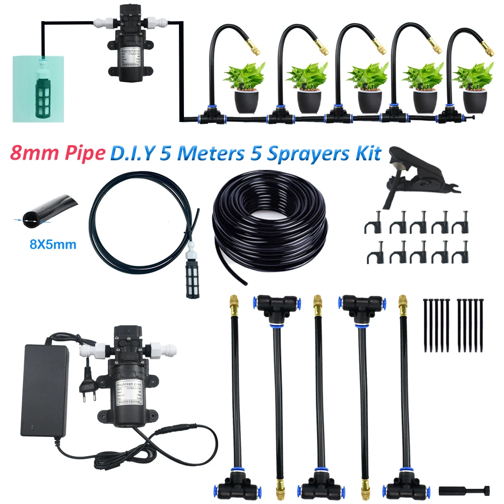 

12V Micro Pump for Outdoor Irrigation: 8mm Pipe with 20cm Flexible Nozzles for Garden & Patio Cooling