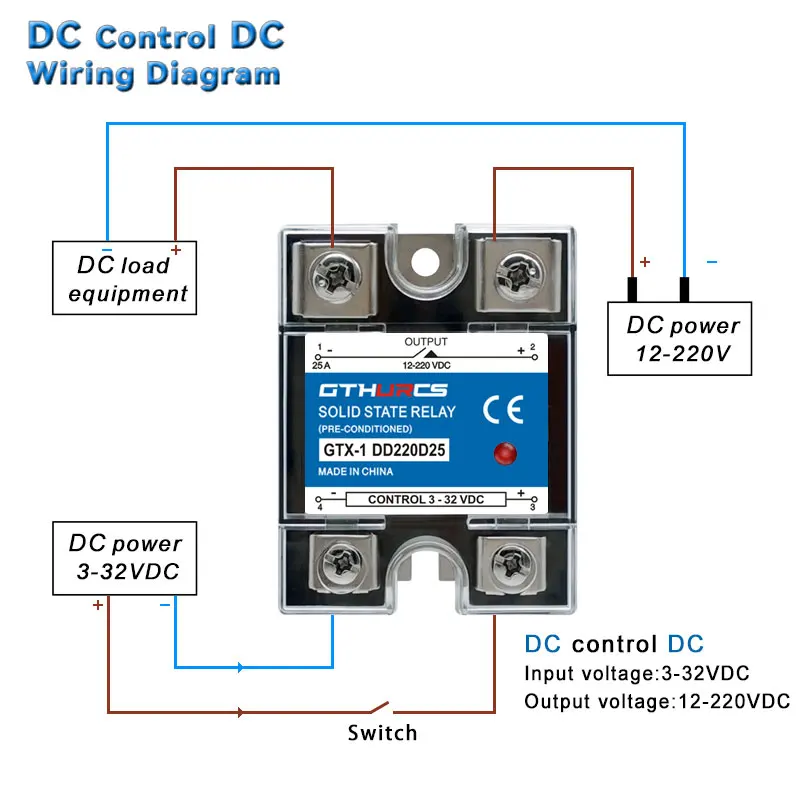 SSR 10A to 120A DA AA DD Single Phase DC Control AC 3-32VDC Control 220V AC 10DA 25DA 40DA Solid State Relay DC-AC 25A 40A