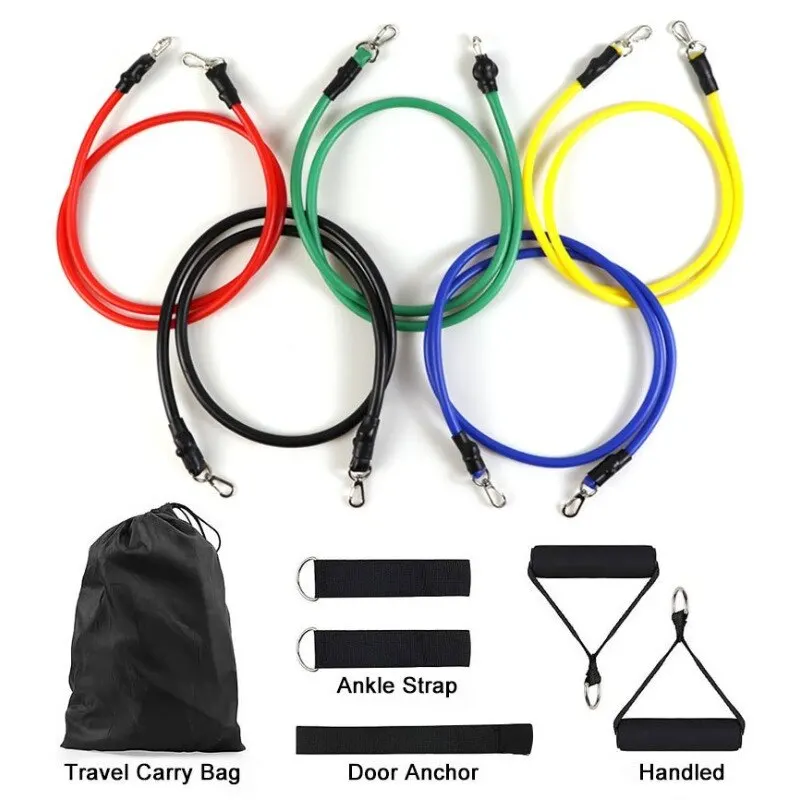 11pcs/Set Pull Rope, Resistance Bands, Portable Fitness Equipment, Ankle Strap, Chest Expander, Elastic Exercise Band