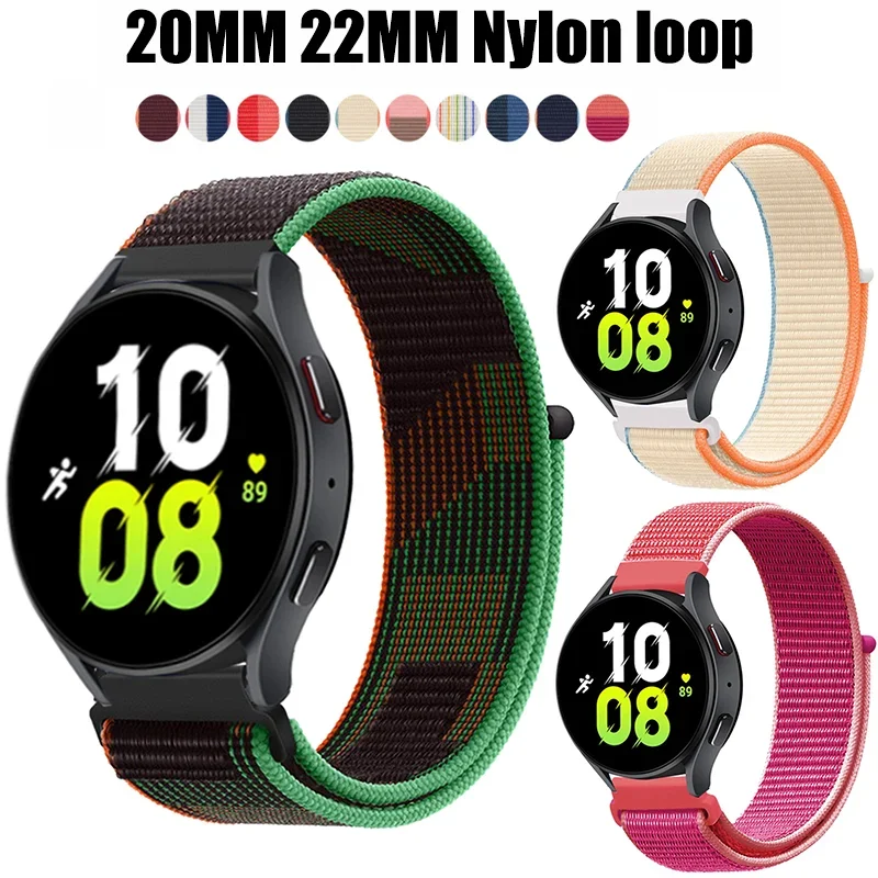 Nylon loop For Samsung Galaxy Watch 6/5/5pro/4/Classic Active 2 Band 20mm/22mm sport bracelet huawei watch gt 4 2-2e-3 pro strap