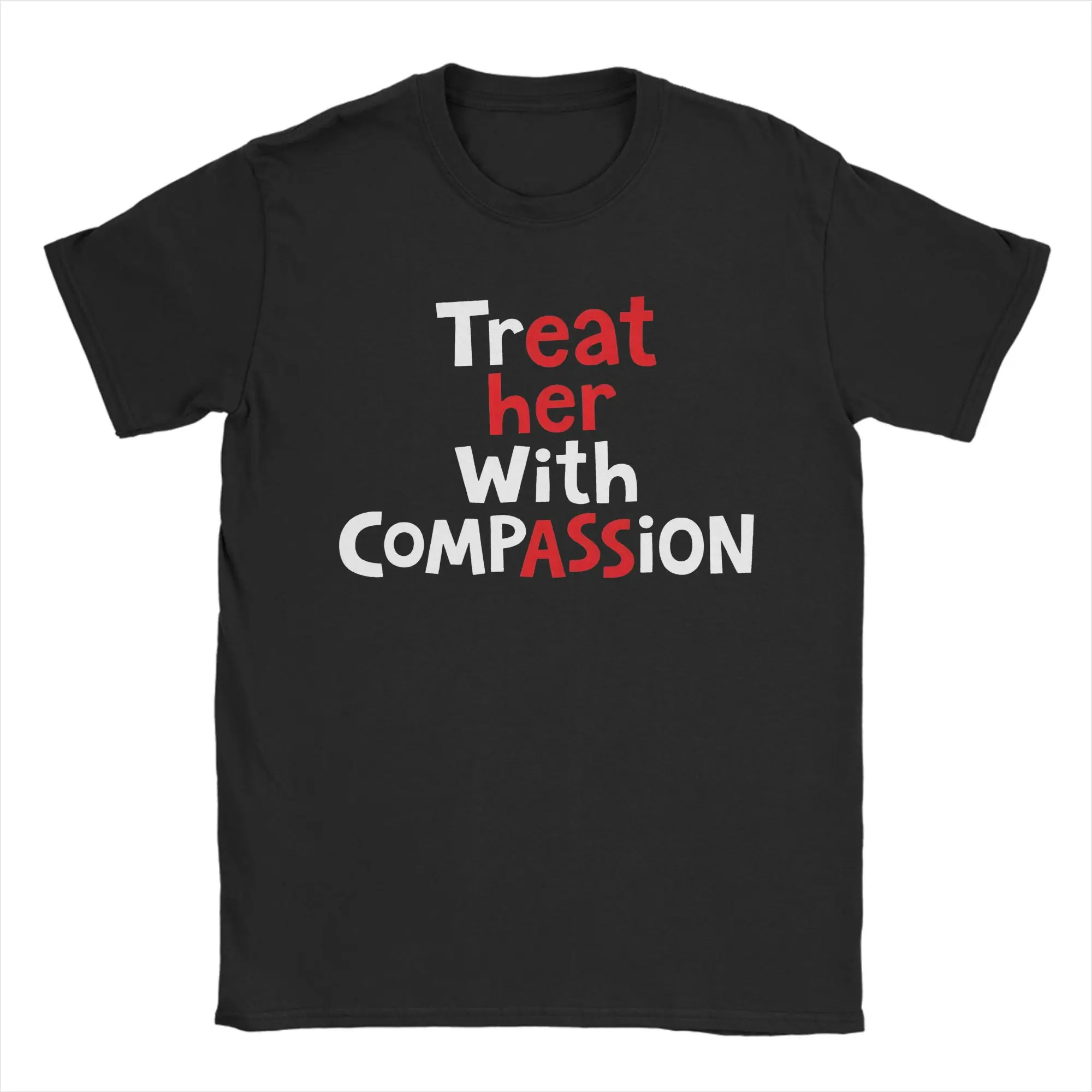 T-shirt à col ras du cou pour hommes, 100% coton, à manches courtes, Original, Fashion Treat Her With Compassion