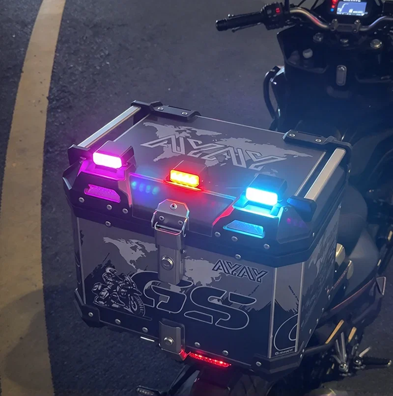 Solar LED Warning Light with Flashing Mode Wireless LED Strobe Warning Lights Red or RGB for Motorcycle Top Box Side Case Car