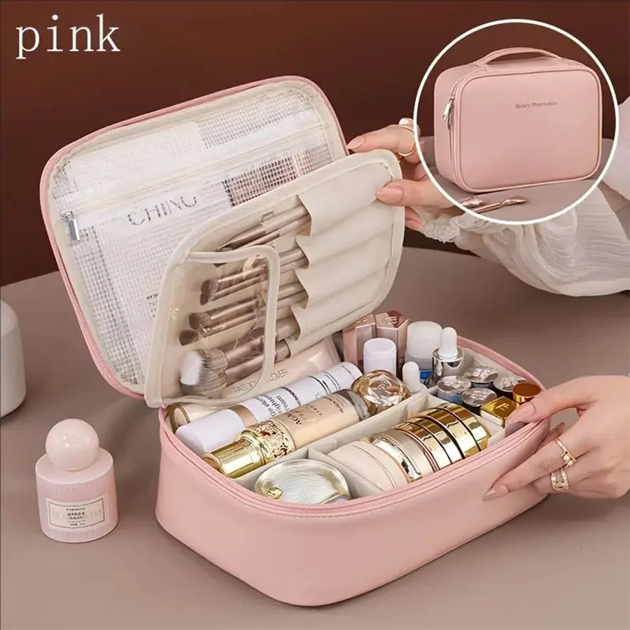 Neue Kosmetiktasche für Damen, tragbare Aufbewahrungstasche, große Kapazität, luxuriöse Make-up-Tasche, Reise-Organizer, Essentials, Kulturbeutel – Detail 9