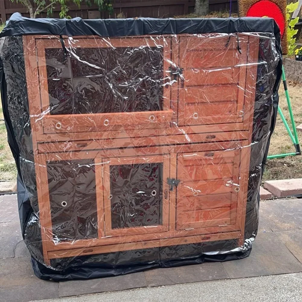 Waterproof Double Decker Rabbit Hutch Cover With Air Vents & Visible Lid Outdoor Garden Patio Protector Waterproof