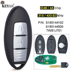 KEYECU-mando a distancia para coche, llave de 2 botones para Nissan Qashqai March K13 Micra K13 Leaf, 315MHz/433,92 MHz, S180144500, TWB1J701, S180144102