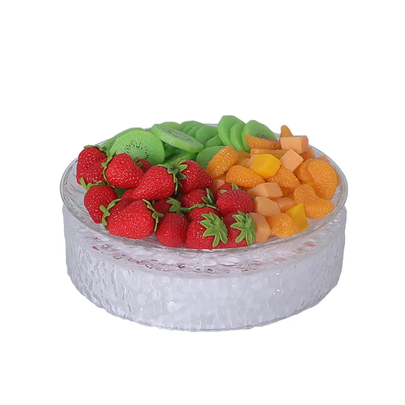 

luminous fruit plate LED snack fruit round grid fruit plate creative
