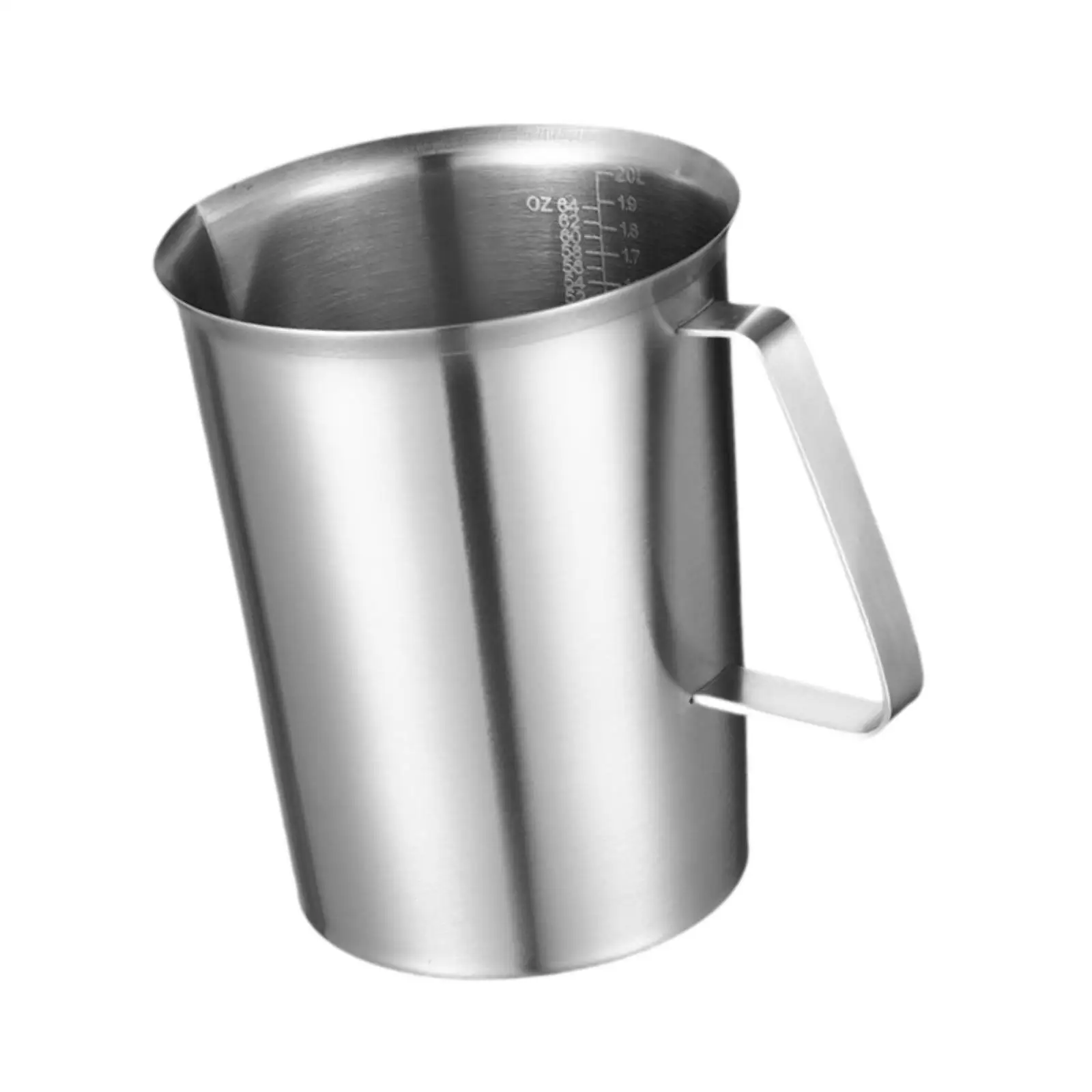 Kitchen Measuring Cup Stainless Steel Large Capacity Heat Resistant Mixing Pitcher with Handle for Liquid and Flour