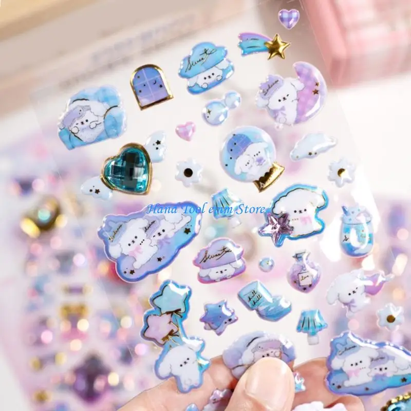 

H37F Sparkling Cartoon PVC Foam Sticker for Notebook Journal Planner Scrapbooking Phone Case Laptop Kids Motivational Sticker