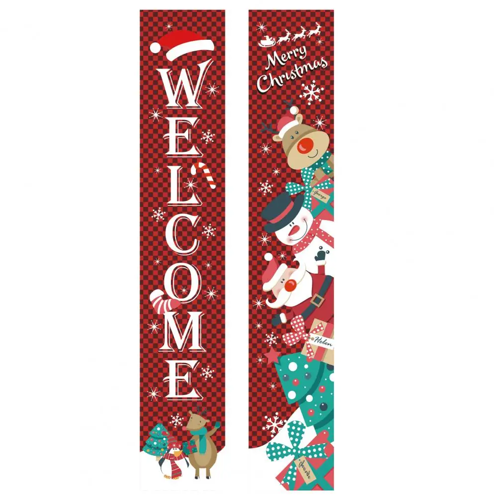 1 Pair Christmas Couplet Scene Layout Thicker Xmas Porch Sign Hanging Banner Party Supplies