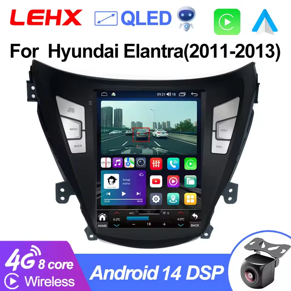 LEHX 2 Din Android 14 Car Radio Multimedia Stereo For Hyundai Elantra Avante I35 2011-2013 GPS 4G Carplay 9.7