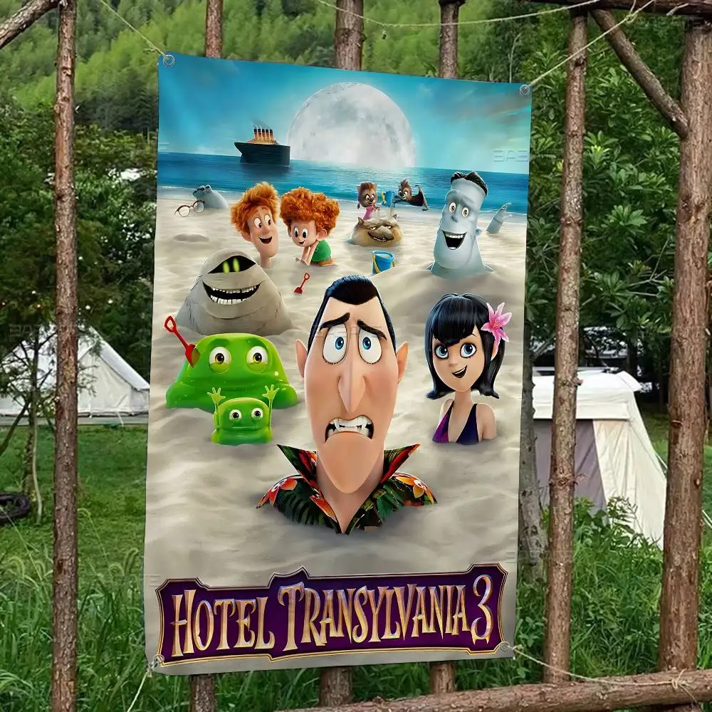 H-Hotel T-Transylvania Movie Banner Art Printing Japanese Wall Flag Anime Wall Hanging Home Decor