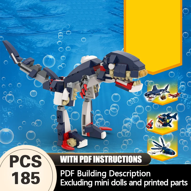 

Creators Animal Series Model MOC Building Bricks 4-In-1 Mosasaurus Modular Technology Gifts Holiday Assemble Children Toys Suit