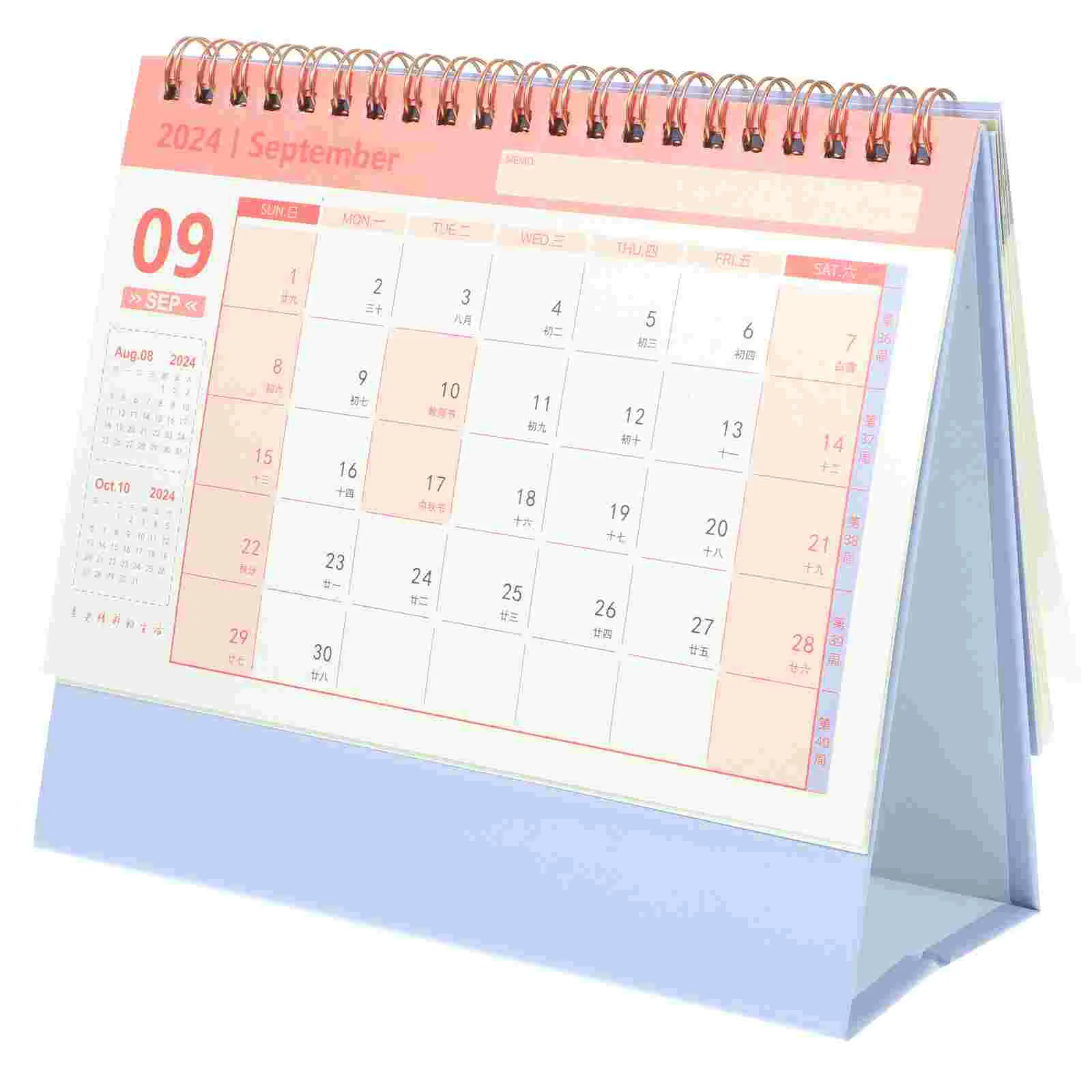 

2024 Desk Calendar Daily Use Standing Table Decor Students Month Mini Decorative Tent