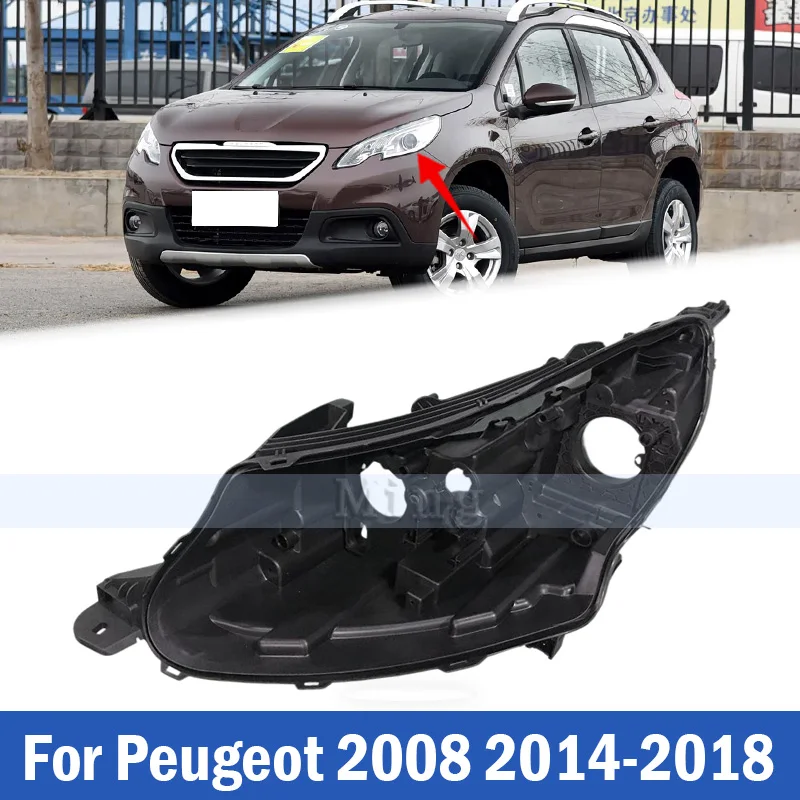 Front Headlight Base Cover For Peugeot 2008 2014 2015 2016 2017 2018 Head Light Back Lid Head Lamp Rear Shell