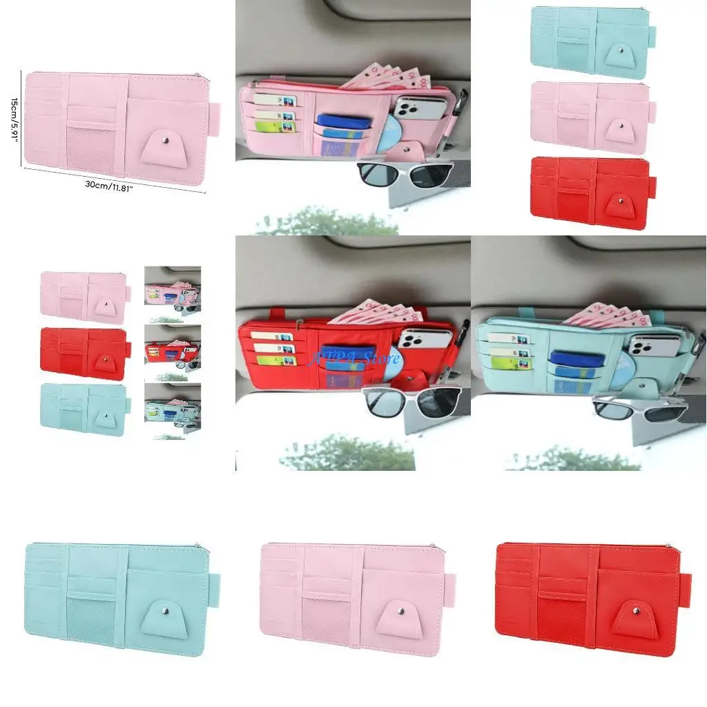 

U13C Sun Visor Auto Insurance Registration Sunglasses Holder Storage Wallet