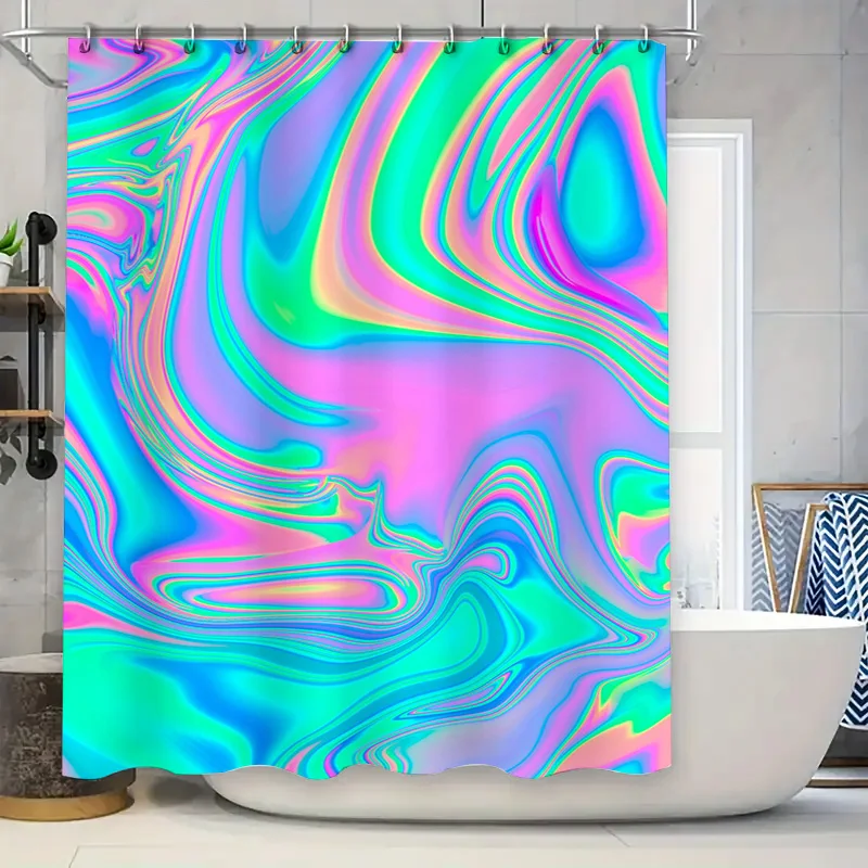 

Современная занавеска для душа с цветочным принтом, водонепроницаемая ткань для декора ванной комнаты, доступный индивидуальный размер