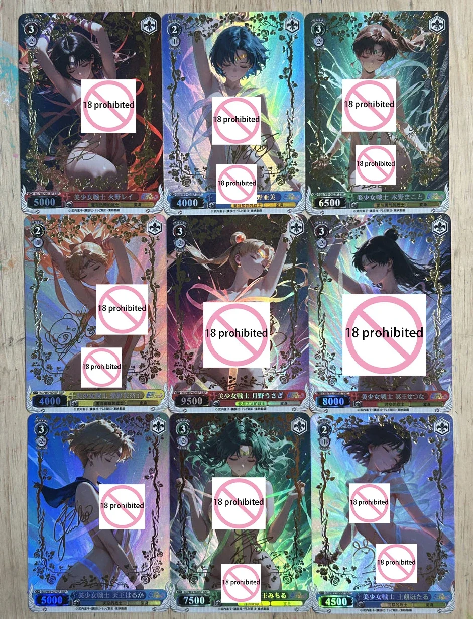 9 unids/set Sailor Moon Chibiusa Tsukino Usagi ACG Diy auto Control recoger firma comercial tarjeta Flash Anime regalo de dibujos animados