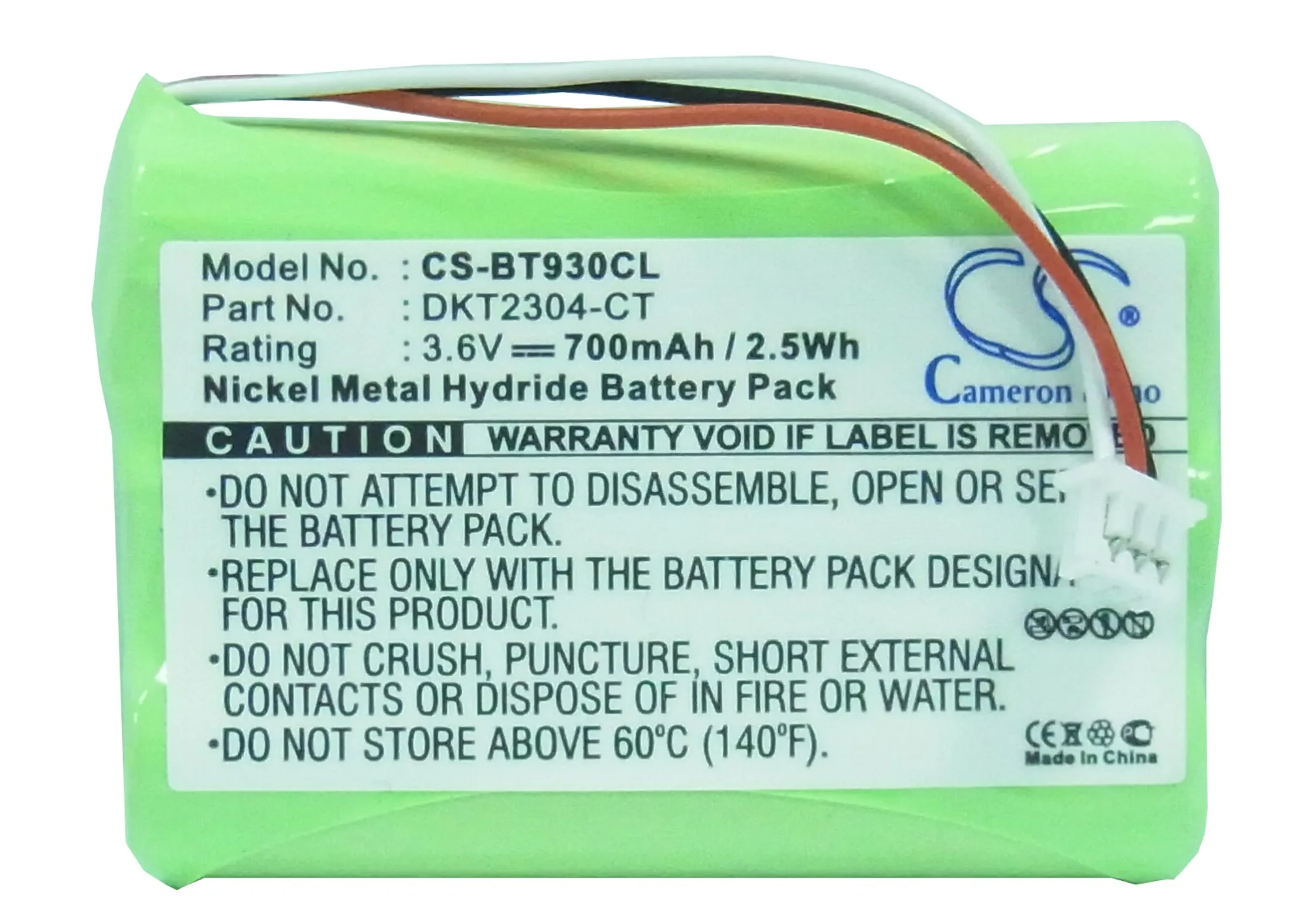 CS Replacement Battery for Casio,GP,Inter-Tel,Uniden,SBC,Toshiba,NEC MA-240,MH-200 PN:3201013 700mAh / 2.52Wh