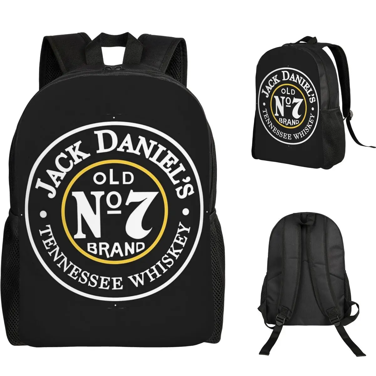 J-JACK DANIELS ويسكي العلامة التجارية على ظهره رائجة البيع Daypack سعة كبيرة بنين بنات حقيبة الكتب حقيبة مدرسية حقائب كتف للرجال والنساء