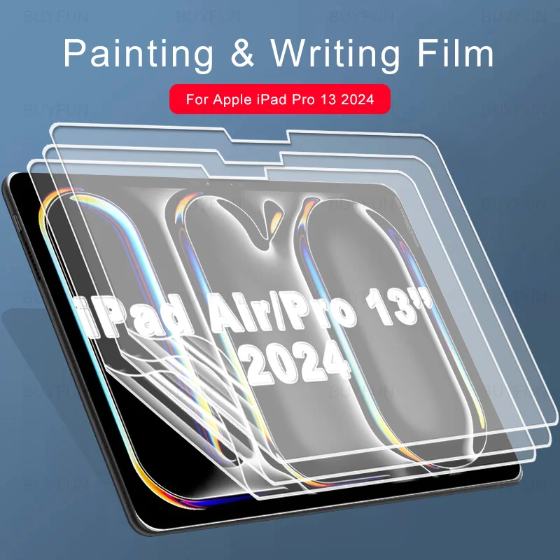 

3Pcs PET Soft Film For iPad Pro 13 (2024) Matte Writing Screen Protector on for iPad Air 13-inch 7th Generation 2024 Not Glass