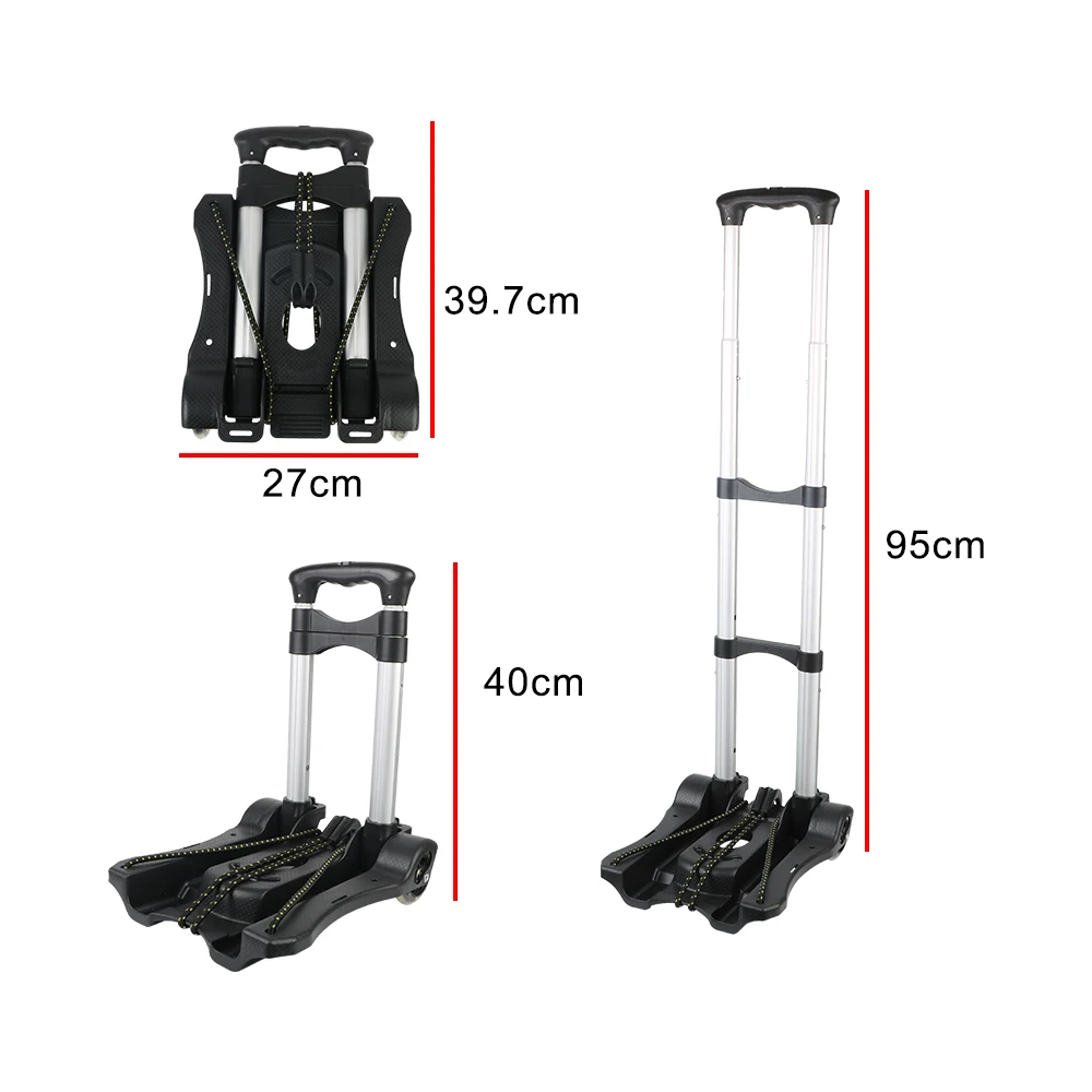 Foldable Barrow Hand Sack For Home Travel Shopping Two-wheel Trolley 35kg Portable Heavy Duty Folding Luggage Cart